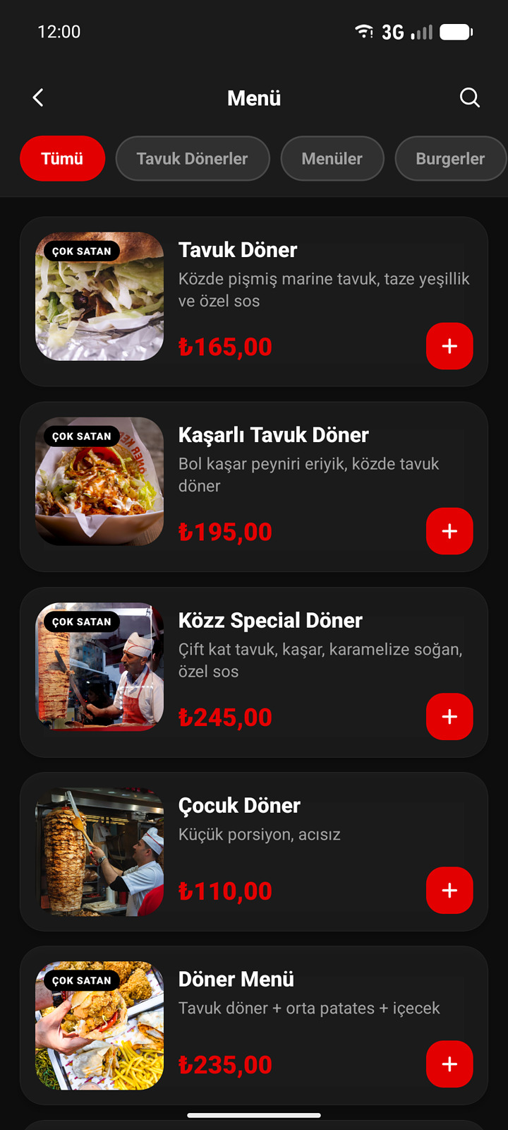 KÖZZ uygulaması menü ekranı